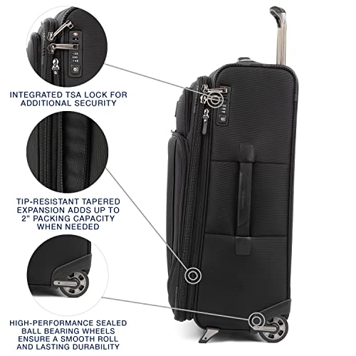Travelpro Crew Versapack Softside Expandable 2 Wheel Upright Luggage, TSA Lock, Built-in Fold-out Suiter, Men and Women, Jet Black, Checked-Medium 26-Inch