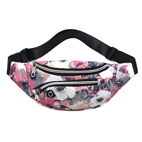 Waist Pack Bag for Men&Women - Fanny Pack for Workout Traveling Running.(Pink gray white flowers) | Physical | Amazon, Sports, Waist Packs, YUNGHE | YUNGHE