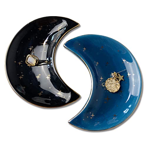 TIGERMILLION 2 Pieces Jewelry Dish Ring Trinket Tray, Jewelry Trinket Ring Candy Nesting Circle Round Bowl - Favor Decorative Decor (Blue Star, Black Star) | Physical | Amazon, Home, Jewelry Trays, TIGERMILLION | TIGERMILLION