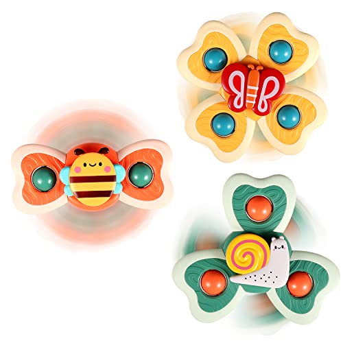 Silicone Suction Cup Spinner Toys - 3PCS Set | Toddler Toys Age 1-2 | Baby Bath Toys for 1-3 Years | Perfect 1st Birthday Gift for Boys and Girls | Physical | ALASOU, Amazon, Spinning Tops, Toy | ALASOU