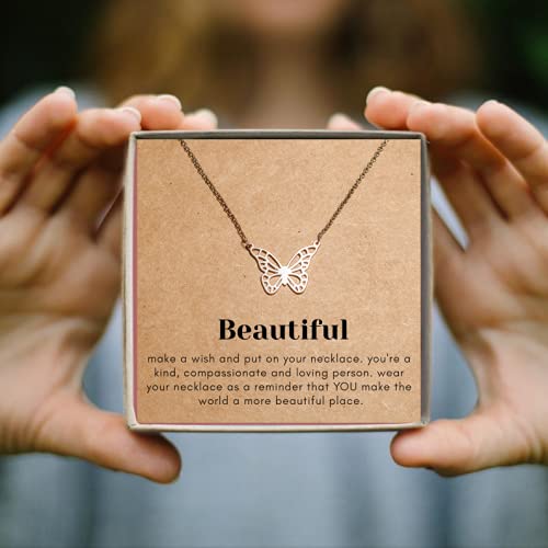 LoEnMe Jewelry Stainless Steel Silver Plated Friendship Good Luck Angel Wing Necklace Name Necklace Personalized with Message Card Gift Card