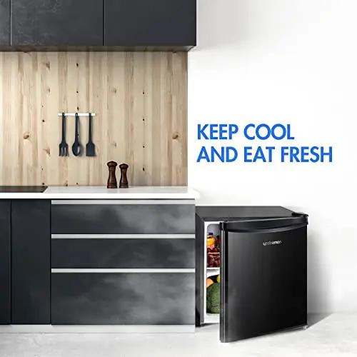 Mini Fridge with Freezer, Low Noise and Energy Saving, 1.7 Cu.ft, Black color Upstreman