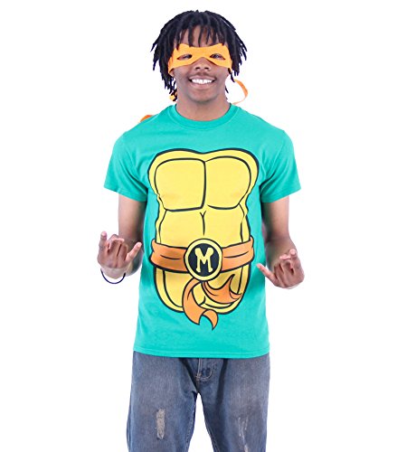 Teenage Mutant Ninja Turtles TMNT Michelangelo Costume Green T-Shirt with Orange Eye Mask (Adult Small) | Physical | Amazon, Apparel, Costumes, Teenage Mutant Ninja Turtles | Teenage Mutant Ninja Turtles