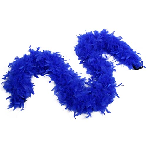 2 Yards Long Turkey Chandelle Feather Boa - 80g, 10 Colors - Ideal for Parties, Weddings, Halloween Costumes, Christmas Tree Décor - Royal Blue Amazon Apparel Feather Boas Flydreamfeathers
