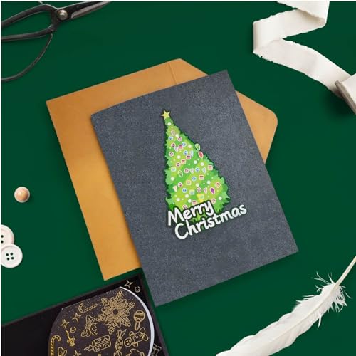 LINSINA Funny Pop Up Christmas Card for Men Women Kids, Christmas Gift Cards,Thank You Cards,Christmas Greeting Cards for Christmas Day(red-brown)