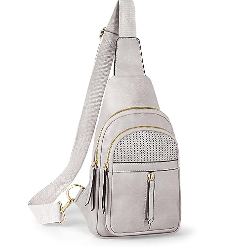 SUOSDEY 2023 Sling Bag for Women Leather Fashion Fanny Waist Pack Crossbody Bags for Women Trendy Chest Bag with Adjustable Strap Traveling Walking, Gifts for Women White Gray | Physical | Amazon, Luggage, SUOSDEY, Women | SUOSDEY