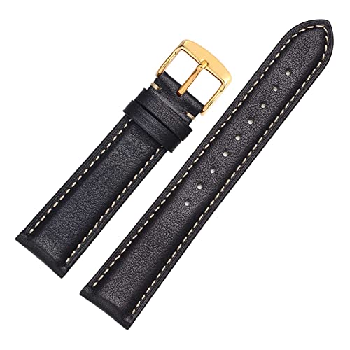 WOCCI Vintage Leather Watch Band, Gold Buckle