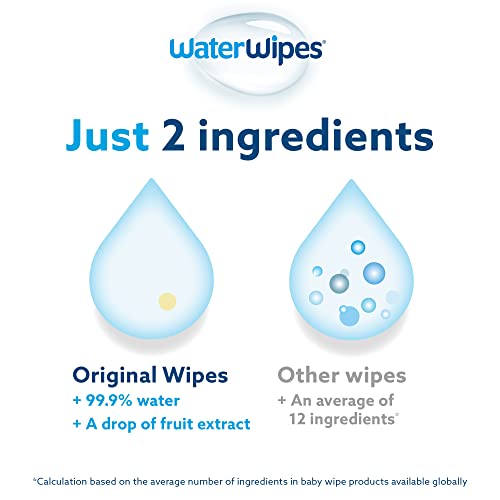 WaterWipes Plastic-Free Baby Wipes, 99.9% Water, 180 Count
