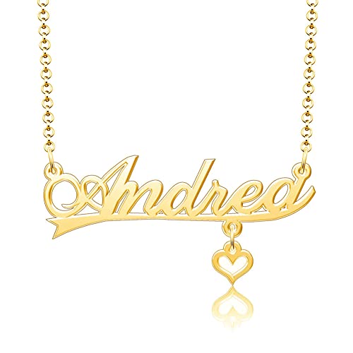 SexyMandala Personalized Name Necklace Gold Name Plate Necklace Love Heart Pendant Gift Card | Stainless Steel Jewelry | Savannah - Silver