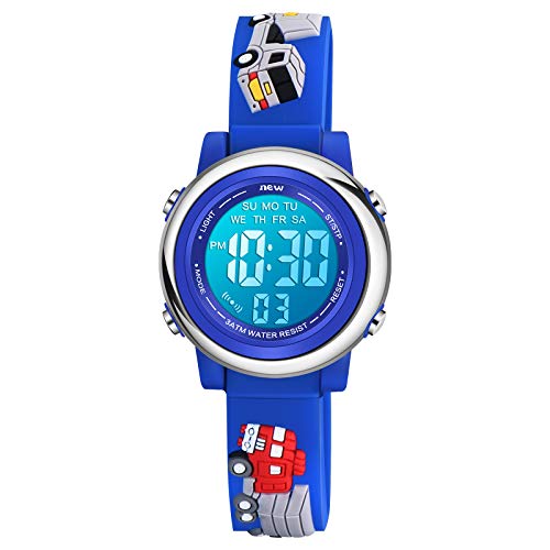 Venhoo Kids Watches for Boys 3D Cartoon Waterproof Silicone 7 Color Flashing Lights Children Toddler Wrist Watch for Boy Little Child-Blue Track | Physical | Amazon, Venhoo, Watch, Wrist Watches | Venhoo