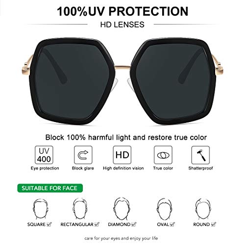 WOWSUN Women's Big Fashion Sunglasses UV Protection