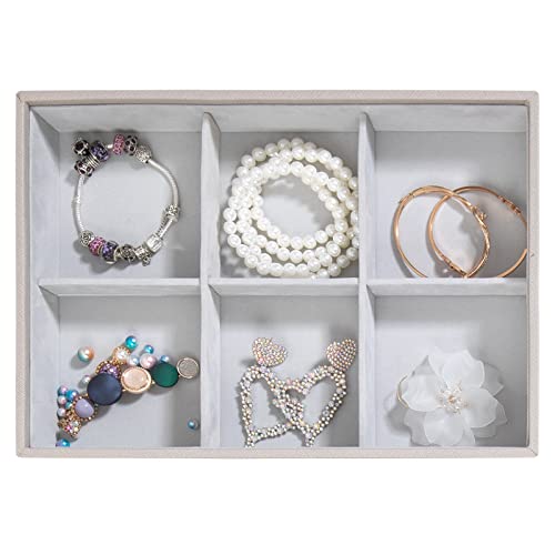 Vee Stackable Jewelry Tray Organizer, 6 Grids Grey Amazon Home Jewelry Trays VEE&CO.