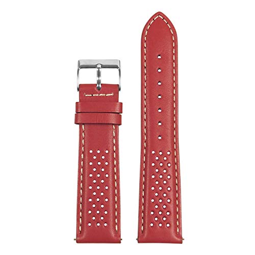 StrapsCo Red & White Leather Watch Band