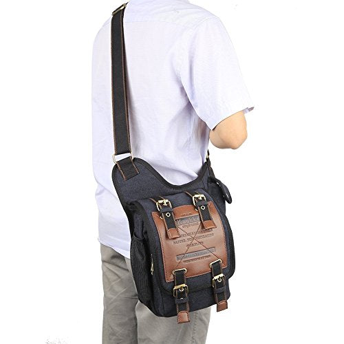 Vintage Canvas Military Messenger Bag - Black Amazon KAUKKO Messenger Bags Outdoors