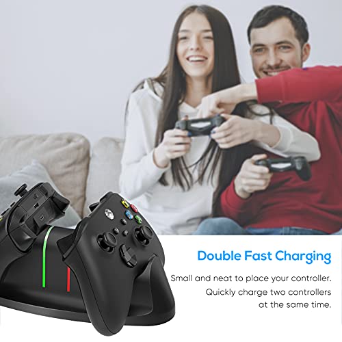 Light Gray Dual Dock Charging Station for Xbox Series X|S Controller with 2x1400mAh Rechargeable Battery Packs