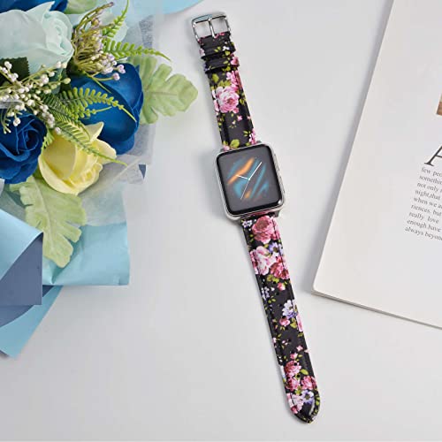 WOCCI 18mm Flower Leather Watch Band - Fuchsia