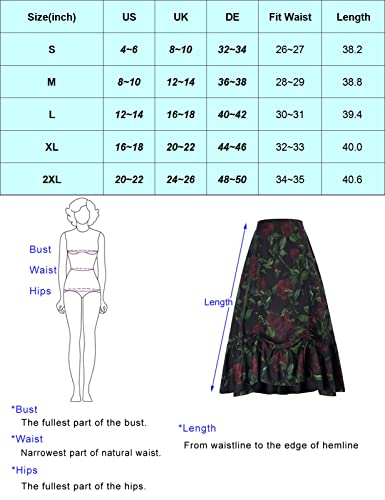 Brand: Women's Steampunk Hi-Low Floral Long Skirt Amazon Apparel Costumes Scarlet Darkness