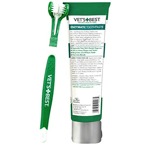 Vet's Best Dog Toothbrush & Enzymatic Toothpaste Kit Amazon Dental Care Pet Products Vet's Best