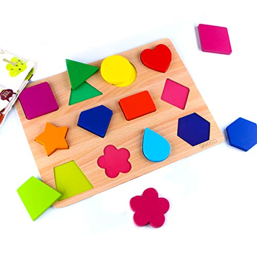 SKYFIELD Wooden Shape Puzzles for Kids, Preschoolers Amazon Pegged Puzzles SKYFIELD Toy