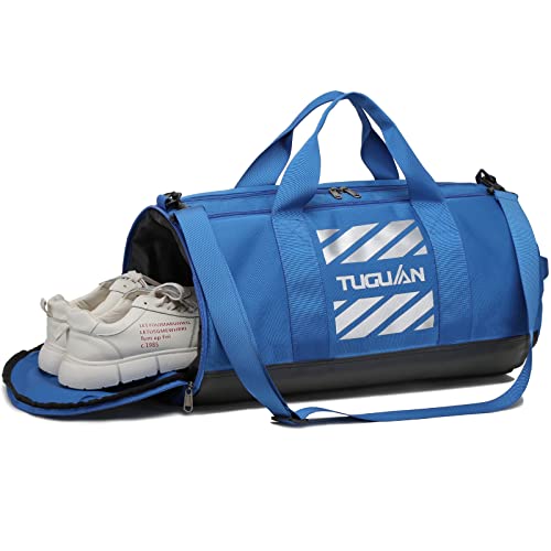 TUGUAN Small Travel Duffle Bag Blue Amazon Luggage Sports Duffels TUGUAN