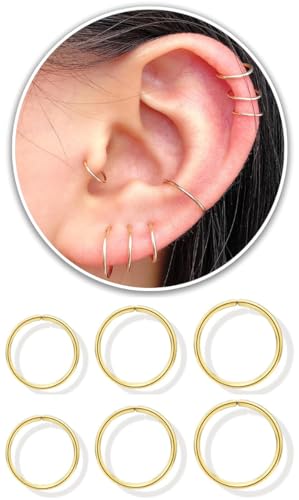 Small Hoop Earrings Set - Hypoallergenic Gold-Plated Silver Amazon Ear Cuff Guild Jewelry LUCKYJEWUS