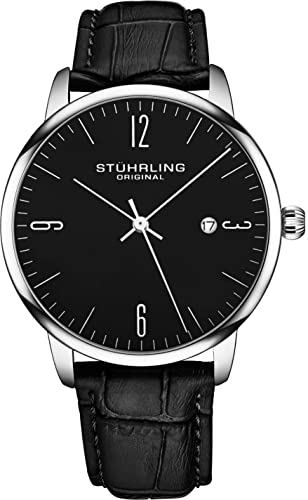 Stuhrling Original Men's Black Leather Strap Watch Amazon Stuhrling Original Watch Wrist Watches