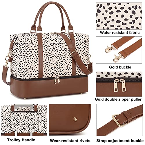 Women's Canvas Weekender Bag with Shoe Compartment