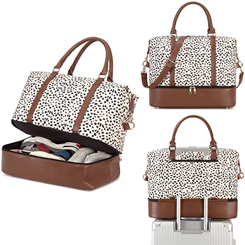 Women's Canvas Weekender Bag with Shoe Compartment