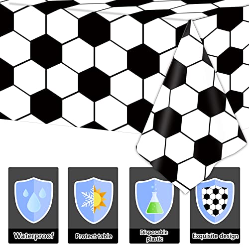 Light Gray 1-Piece Disposable Soccer Party Tablecloth | 54 x 108 Inches