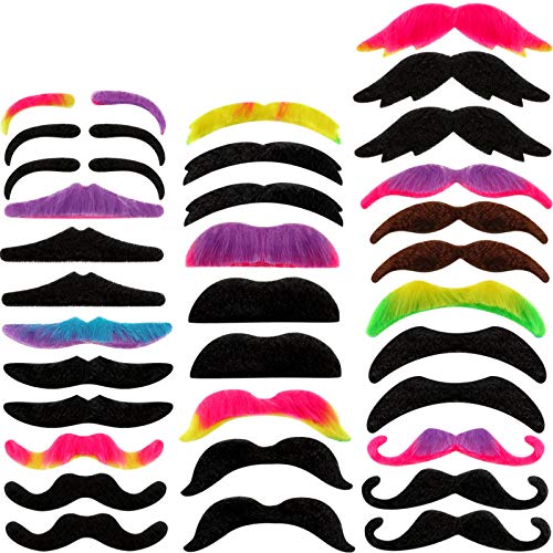 WILLBOND 48 Pieces Fake Mustaches, Self Adhesive Novelty Moustaches Fiesta Masquerade Party Supplies Halloween Costume(16 Vampire Style) | Physical | Amazon, Facial Hair, Toy, WILLBOND | WILLBOND