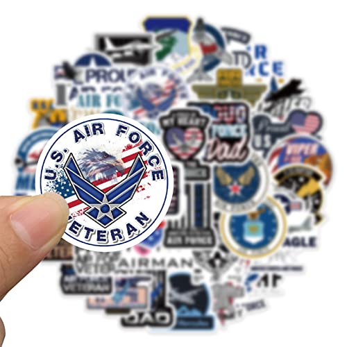Gray 50-Pack USAF Vinyl Stickers: Air Force Theme for Water Bottles, Laptops & More - Great Gifts for Veterans, Military Fans, Adults & Teens