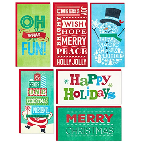 Hallmark Christmas Gift Card Holders or Money Holders Assortment, Colorful Holidays (36 Cards with Envelopes)