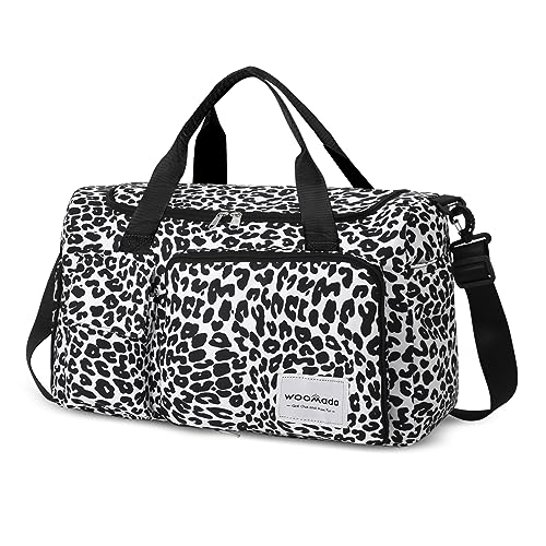 WOOMADA Foldable Travel Duffel Bag with Shoes Compartment, Overnight Bag with Wet Pocket & Trolley Sleeve, Gym Bags for Women Waterproof & Tear Resistant（Leopard） | Physical | Amazon, Luggage, Travel Duffels, WOOMADA | WOOMADA