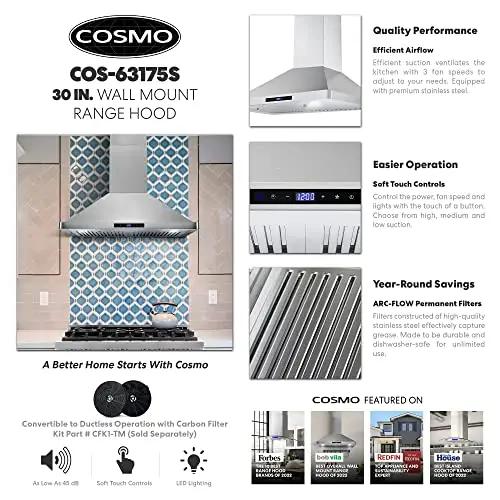 Wall Mount Range Hood - Ductless Amazon appliance COSMO kitchen Major Appliances Range Hoods