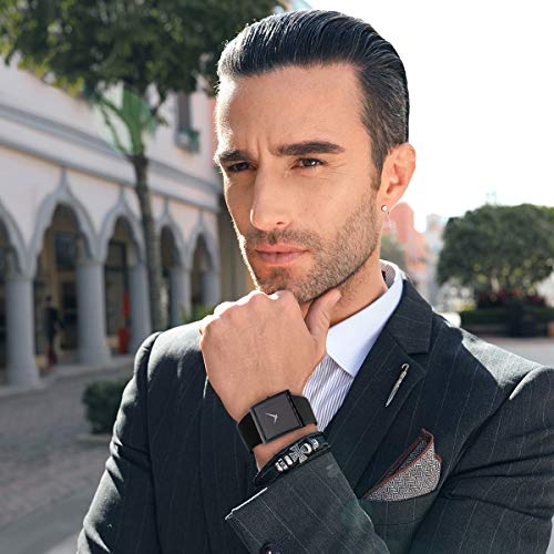 Dark Slate Gray SIBOSUN Wrist Watch Minimalist Men Square Black Dial Bussiness Style Leather Strap Quartz Analog +I Love You Gift Card You are The Best Thing