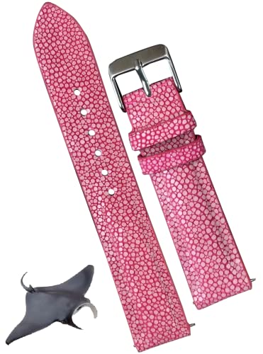 Vintage Pink Stingray Leather Watch Band - 18mm Quick Release Replacement Wrist Strap with Silver Tag Buckles (DH-66-18MM) | Physical | Amazon, vinacreations, Watch, Watch Bands | vinacreations
