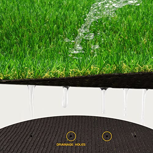 Dark Olive Green ZGR Artificial Grass Turf Lawn 11' x 15' Outdoor Rug, 0.8" Premium Realistic Turf for Garden, Yard, Home Landscape, Playground, Dogs Synthetic Grass Mat Fake Grass Rug, Rubber Backed with Drain Holes
