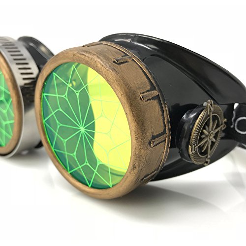 Steampunk Victorian Style Goggles Neon Green Amazon Apparel Eyewear UMBRELLALABORATORY