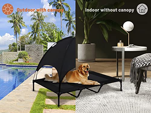 SUPERJARE Outdoor Elevated Dog Bed with Canopy Amazon Beds Pet Products SUPERJARE