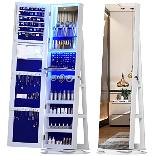 Vlsrka Rotating LED Jewelry Armoire with Mirror Amazon Home Jewelry Armoires Vlsrka