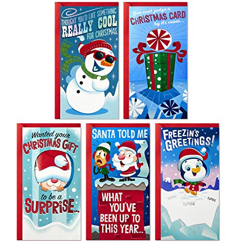 Hallmark Pop Up Christmas Money or Gift Card Holders Assortment (5 Cards with Envelopes)