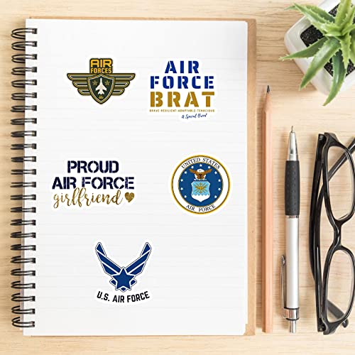 Antique White 50-Pack USAF Vinyl Stickers: Air Force Theme for Water Bottles, Laptops & More - Great Gifts for Veterans, Military Fans, Adults & Teens