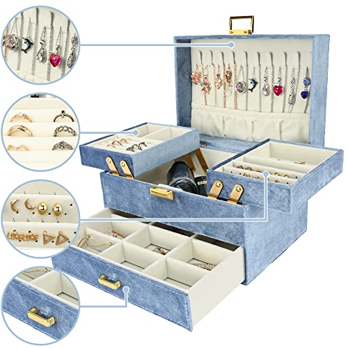 Velvet Jewelry Boxes for Women Girls | Jewelry Organizer Box