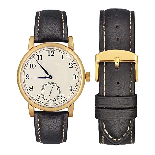 WOCCI Vintage Leather Watch Band, Gold Buckle