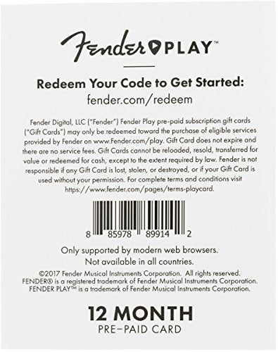 Fender Play 12-Month Subscription Prepaid Gift Card