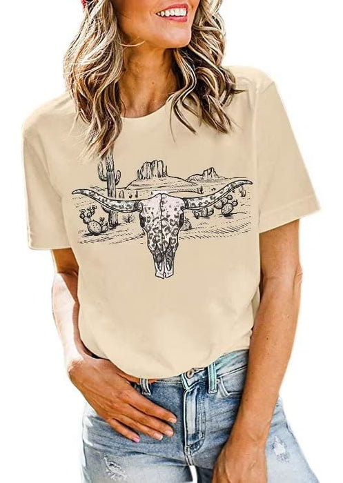 Western Cattle Skull Leopard T-Shirt AIMITAG Amazon Apparel T-Shirts