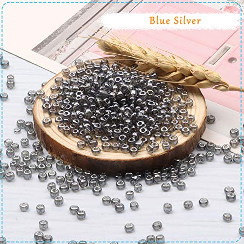 Yholin 1000pcs Glass Seed Beads Bulk - Blue Silver Color Amazon Beads & Bead Assortments Home Yholin