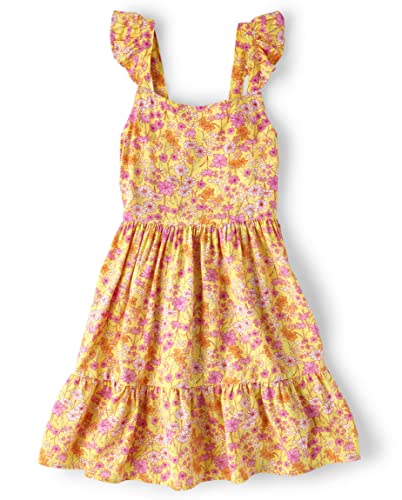 The Children's Place Girls' Gold Floral Dress Amazon Apparel Casual The Children's Place