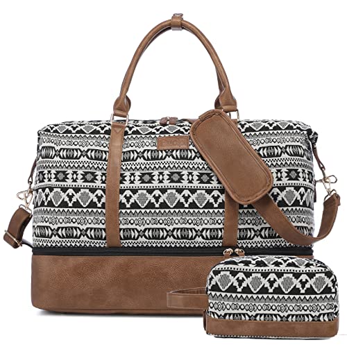Sucipi Canvas Weekender Travel Bag with Shoe Compartment Amazon Luggage Sucipi Travel Duffels