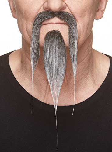 Shaolin Fake Mustache and Beard, Salt and Pepper Amazon Facial Hair Mustaches Toy